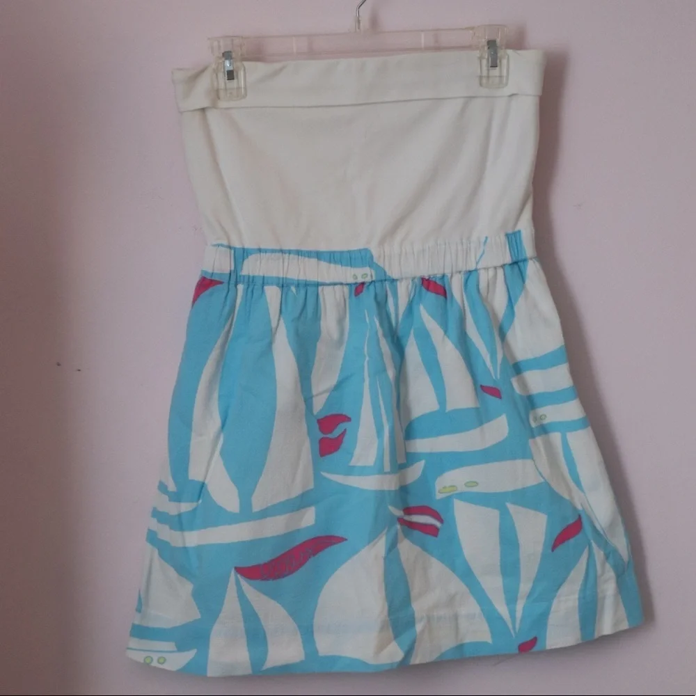 Lilly Pulitzer Pink and Blue Ruffled Tiered Sundress - Picture 4 of 5